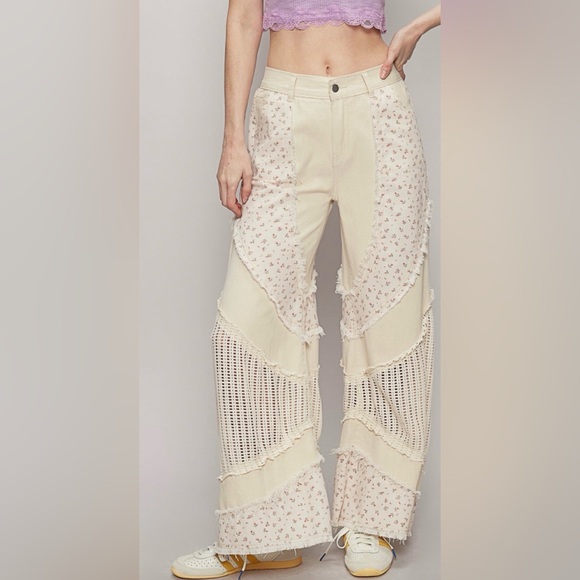 POL Cream Floral Wide Leg Jeans - Picture 6 of 6